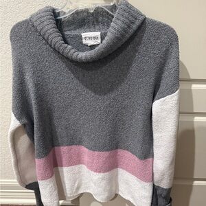 Olive & Oak Gray, Pink, and White Hooded Sweater